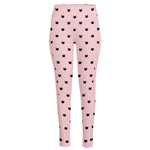 Black And Pink Cat Pattern Print High-Waisted Pocket Leggings