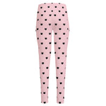 Black And Pink Cat Pattern Print High-Waisted Pocket Leggings