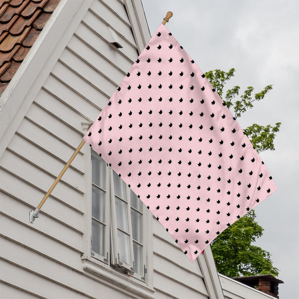 Black And Pink Cat Pattern Print House Flag