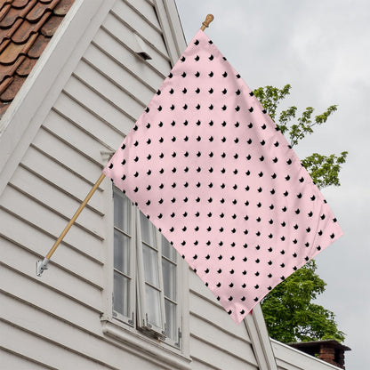Black And Pink Cat Pattern Print House Flag
