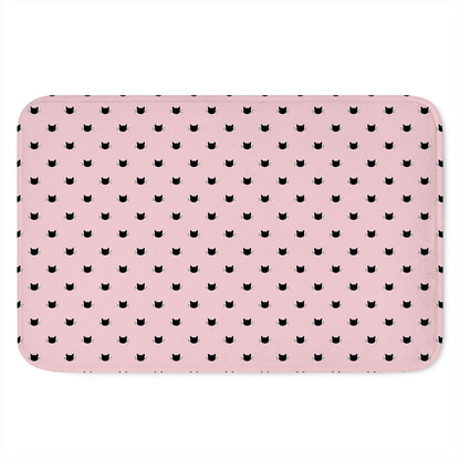 Black And Pink Cat Pattern Print Indoor Door Mat