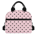Black And Pink Cat Pattern Print Insulated Lunch Bag