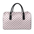 Black And Pink Cat Pattern Print Leather Duffel Bag