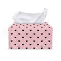 Black And Pink Cat Pattern Print Leather Tissue Box Cover