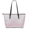 Black And Pink Cat Pattern Print Leather Tote Bag With Zipper