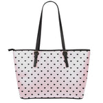 Black And Pink Cat Pattern Print Leather Tote Bag