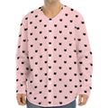 Black And Pink Cat Pattern Print Long Sleeve Baseball Jersey