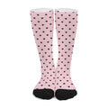 Black And Pink Cat Pattern Print Long Socks