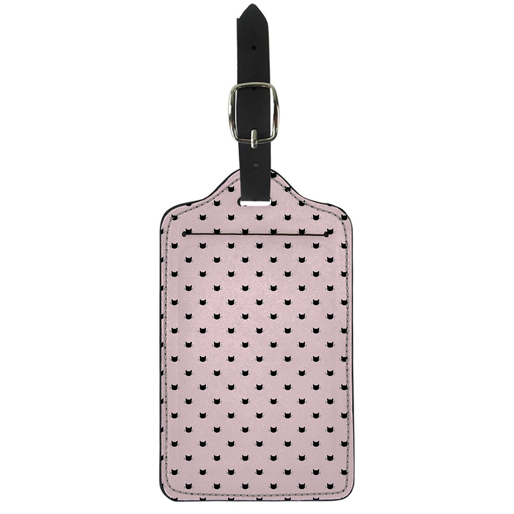 Black And Pink Cat Pattern Print Luggage Tag