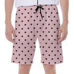 Black And Pink Cat Pattern Print Men's Beach Shorts