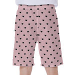 Black And Pink Cat Pattern Print Men's Beach Shorts