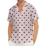 Black And Pink Cat Pattern Print Men's Deep V-Neck Shirt