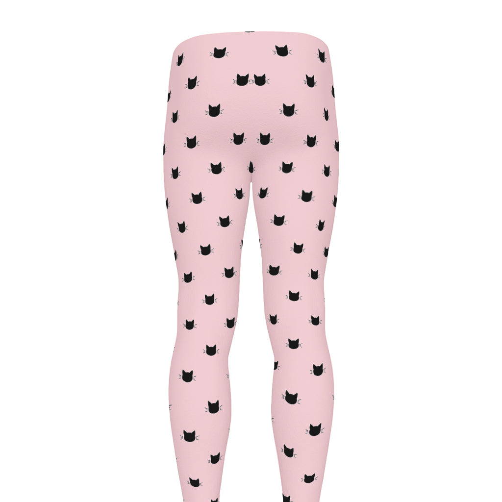 Black And Pink Cat Pattern Print Men's leggings