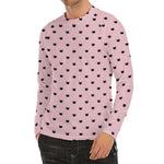 Black And Pink Cat Pattern Print Men's Long Sleeve Rash Guard