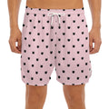 Black And Pink Cat Pattern Print Men's Split Running Shorts