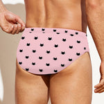 Black And Pink Cat Pattern Print Men's Swim Briefs