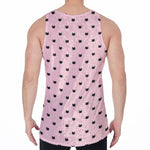 Black And Pink Cat Pattern Print Men's Velvet Tank Top