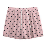 Black And Pink Cat Pattern Print Mesh Shorts