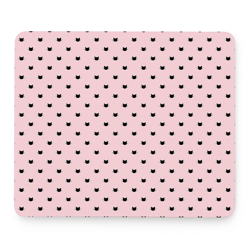 Black And Pink Cat Pattern Print Mouse Pad