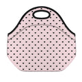 Black And Pink Cat Pattern Print Neoprene Lunch Bag