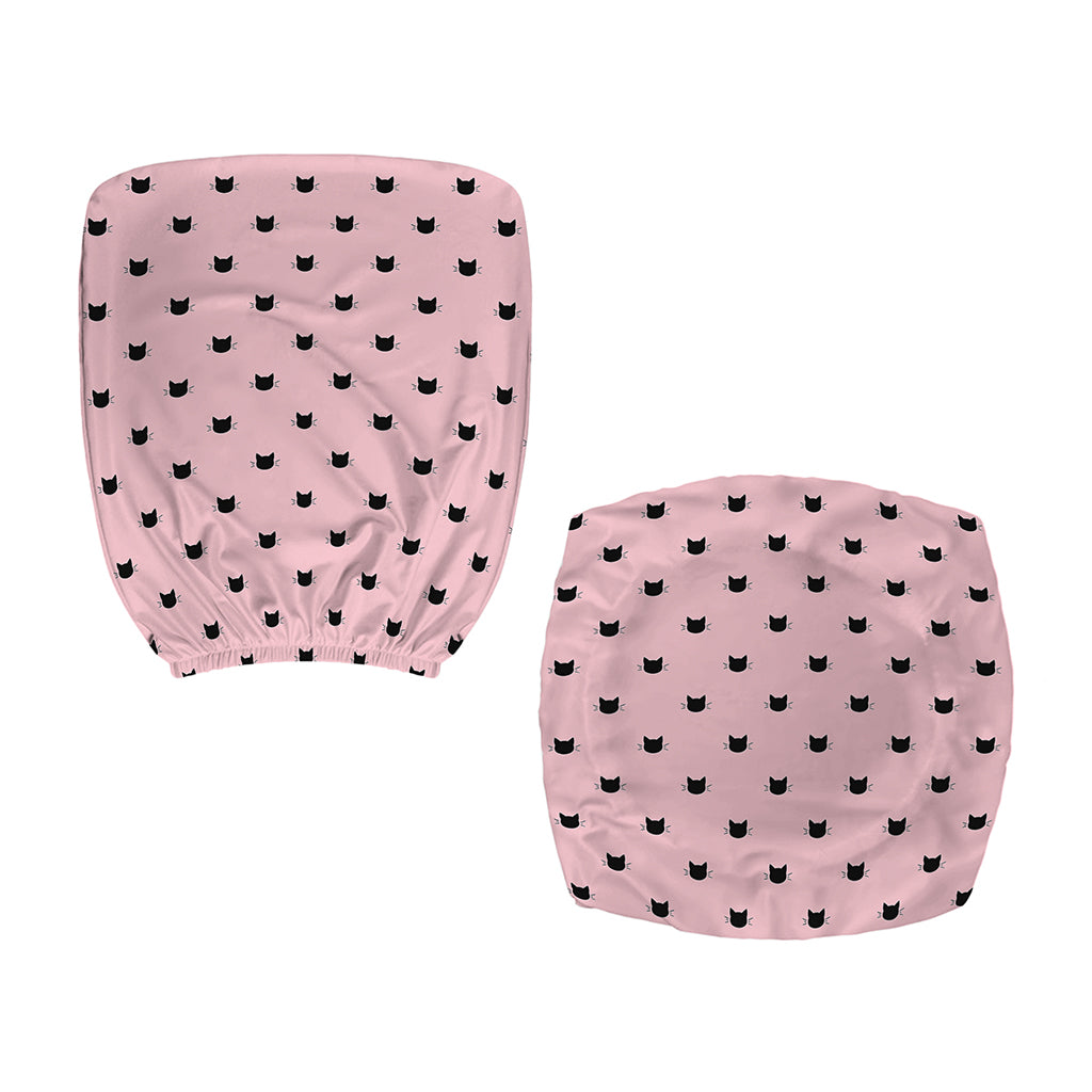 Black And Pink Cat Pattern Print Office Chair Cover