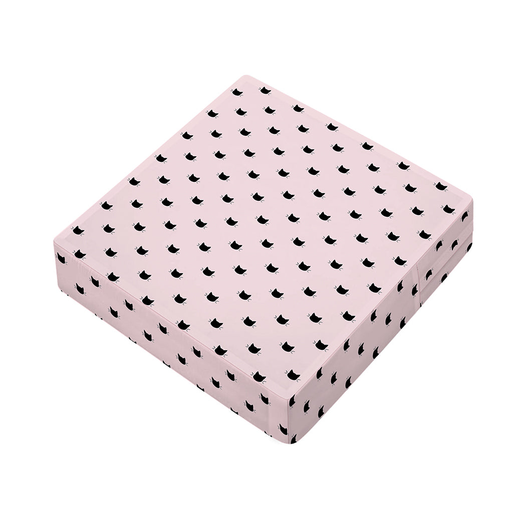 Black And Pink Cat Pattern Print Outdoor Seat Cushion Cover