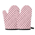 Black And Pink Cat Pattern Print Oven Mitts