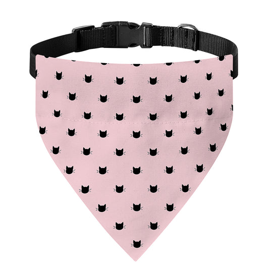 Black And Pink Cat Pattern Print Over The Collar Dog Bandana