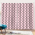 Black And Pink Cat Pattern Print Pencil Pleat Curtains