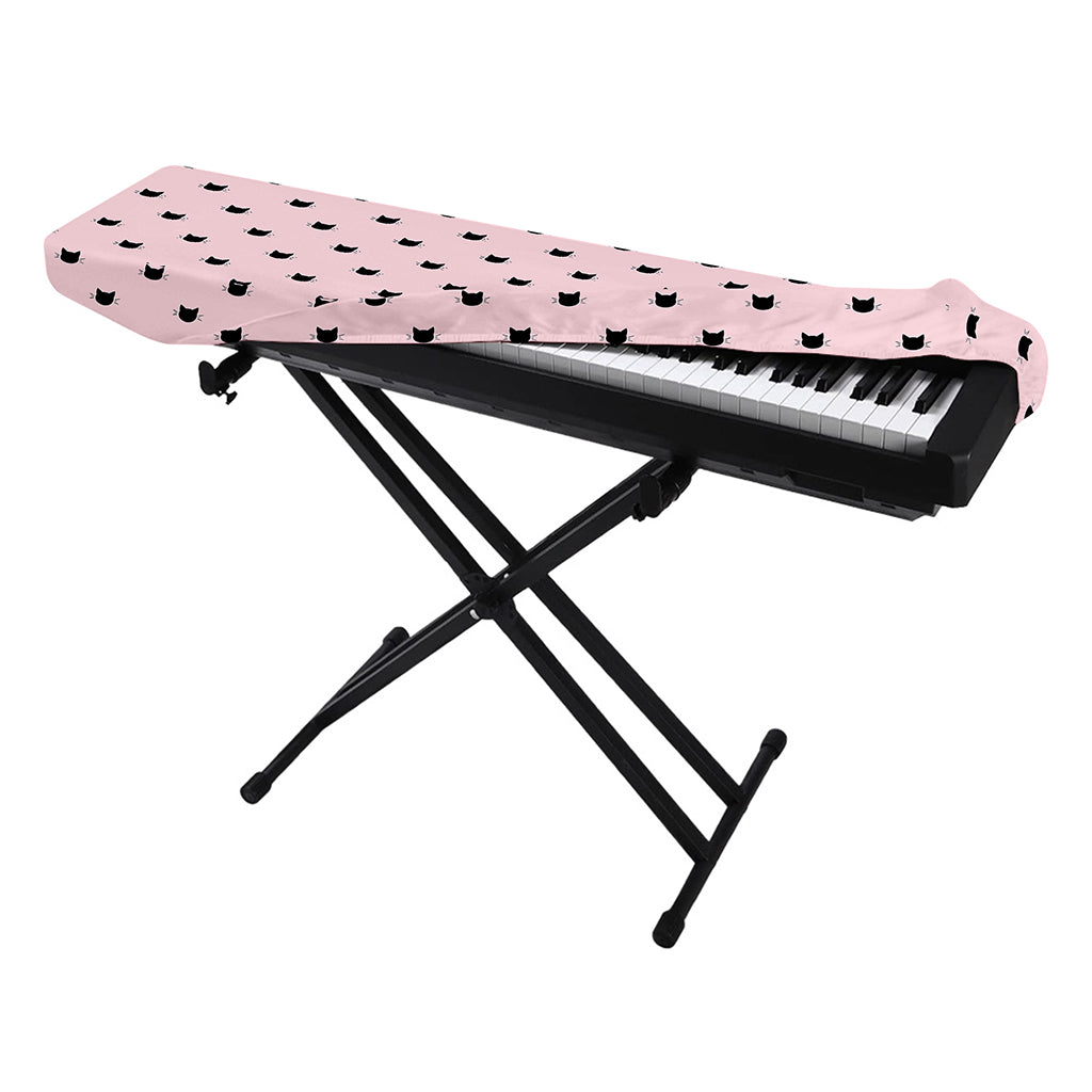 Black And Pink Cat Pattern Print Piano Keyboard Cover