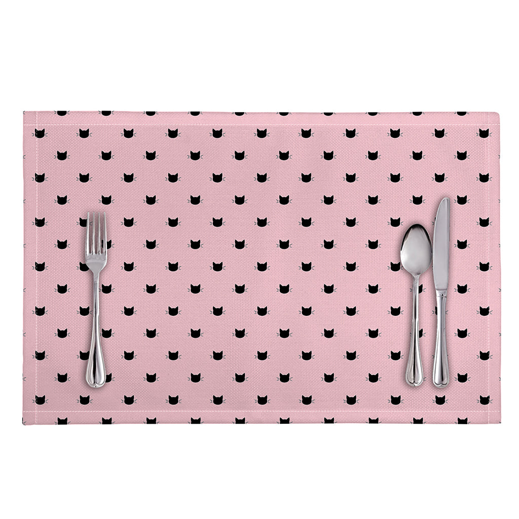 Black And Pink Cat Pattern Print Placemat