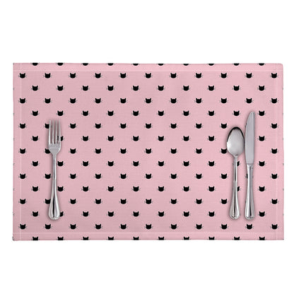 Black And Pink Cat Pattern Print Placemat