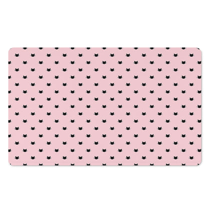 Black And Pink Cat Pattern Print Polyester Doormat