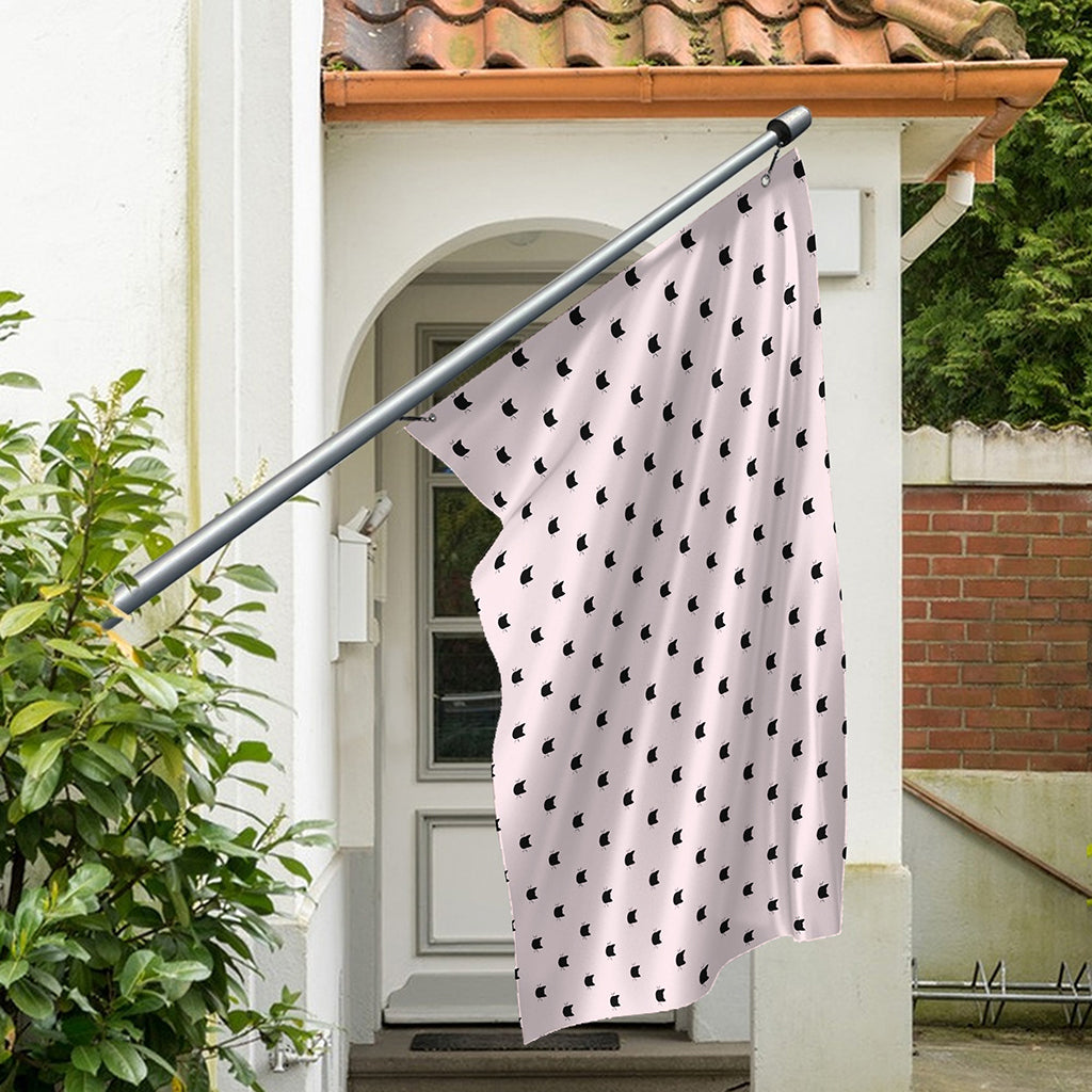 Black And Pink Cat Pattern Print Polyester Flag