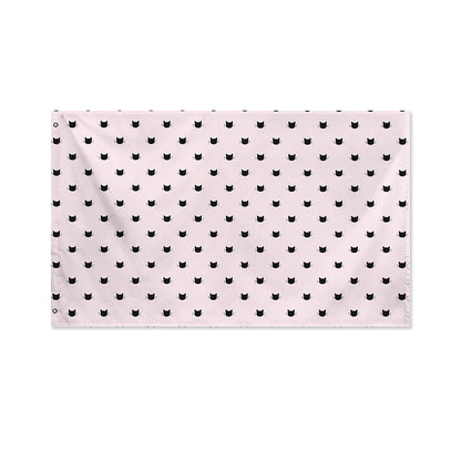 Black And Pink Cat Pattern Print Polyester Flag