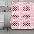 Black And Pink Cat Pattern Print Polyester Shower Curtain
