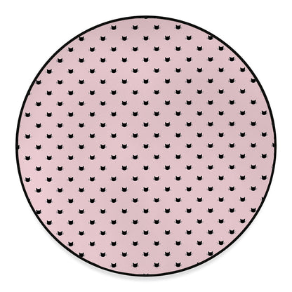 Black And Pink Cat Pattern Print Round Floor Mat
