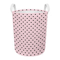 Black And Pink Cat Pattern Print Round Laundry Basket