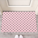 Black And Pink Cat Pattern Print Rubber Doormat