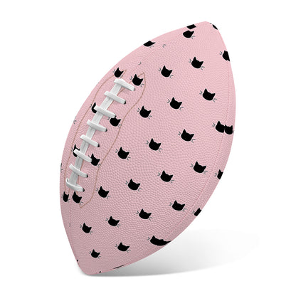 Black And Pink Cat Pattern Print Rugby Ball