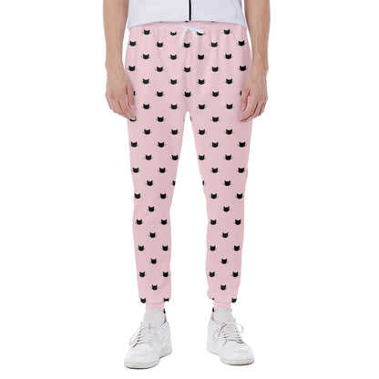 Black And Pink Cat Pattern Print Scuba Joggers
