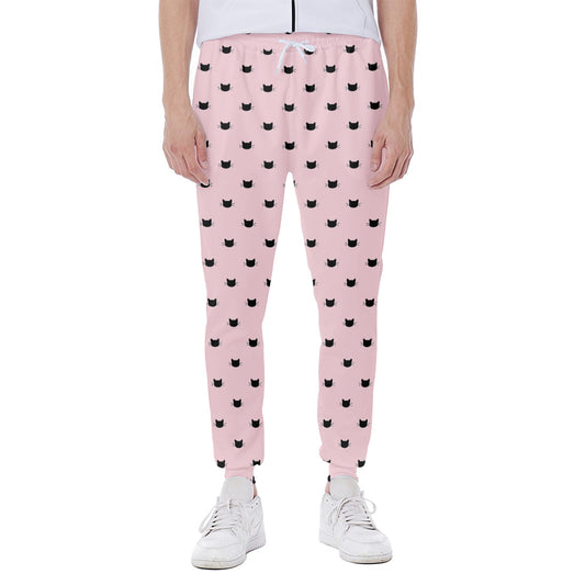 Black And Pink Cat Pattern Print Scuba Joggers