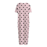 Black And Pink Cat Pattern Print Short Sleeve Long Nightdress