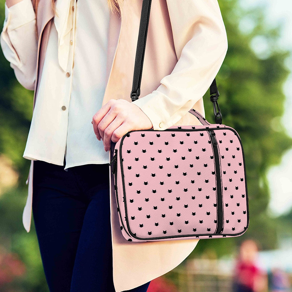 Black And Pink Cat Pattern Print Shoulder Strap Bible Bag