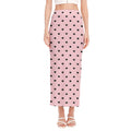 Black And Pink Cat Pattern Print Side Slit Maxi Skirt