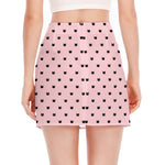 Black And Pink Cat Pattern Print Side Slit Mini Skirt