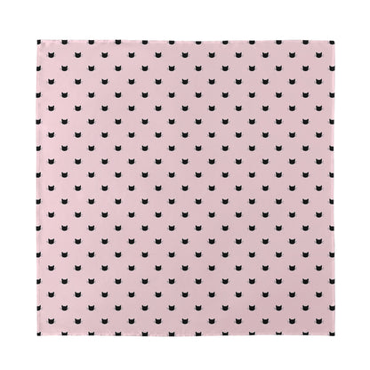 Black And Pink Cat Pattern Print Silk Bandana