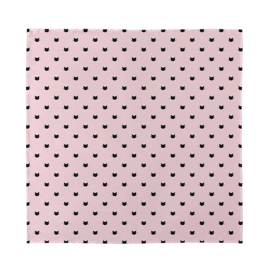 Black And Pink Cat Pattern Print Silk Bandana