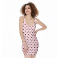 Black And Pink Cat Pattern Print Sleeveless Bodycon Dress
