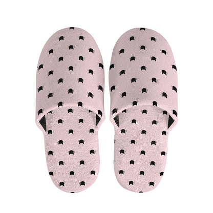 Black And Pink Cat Pattern Print Slippers